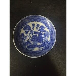 Vintage Blue Willow Miniature Butter Pat Dish Plate Made in Japan Chinoiserie